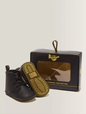 Dr. Martens Babys' Black Leather Crib Boots